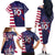 Custom United States Pacific Rugby 2024 Family Matching Off The Shoulder Long Sleeve Dress and Hawaiian Shirt The Eagle and USA Flag Style - Wonder Print Shop