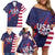 Custom United States Pacific Rugby 2024 Family Matching Off Shoulder Short Dress and Hawaiian Shirt The Eagle and USA Flag Style - Wonder Print Shop