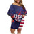 Custom United States Pacific Rugby 2024 Family Matching Off Shoulder Short Dress and Hawaiian Shirt The Eagle and USA Flag Style - Wonder Print Shop