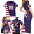 Custom United States Pacific Rugby 2024 Family Matching Short Sleeve Bodycon Dress and Hawaiian Shirt The Eagle and USA Flag Style - Wonder Print Shop