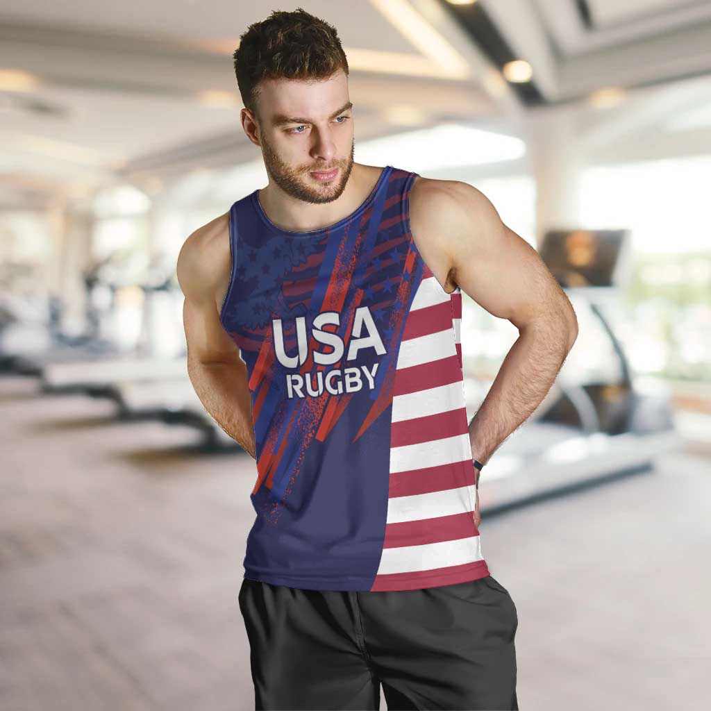 Custom United States Pacific Rugby 2024 Men Tank Top The Eagle and USA Flag Style - Wonder Print Shop