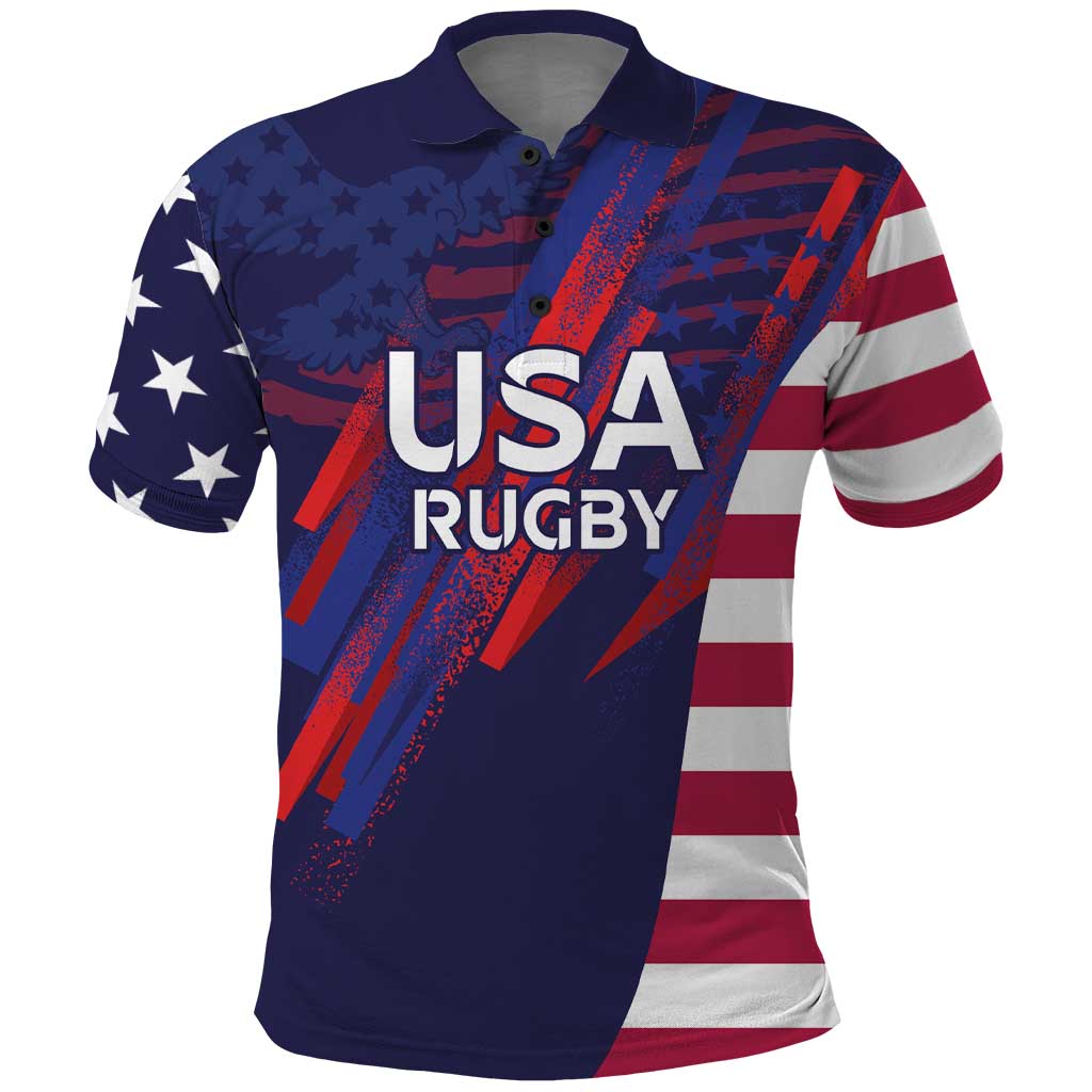 Custom United States Pacific Rugby 2024 Polo Shirt The Eagle and USA Flag Style - Wonder Print Shop