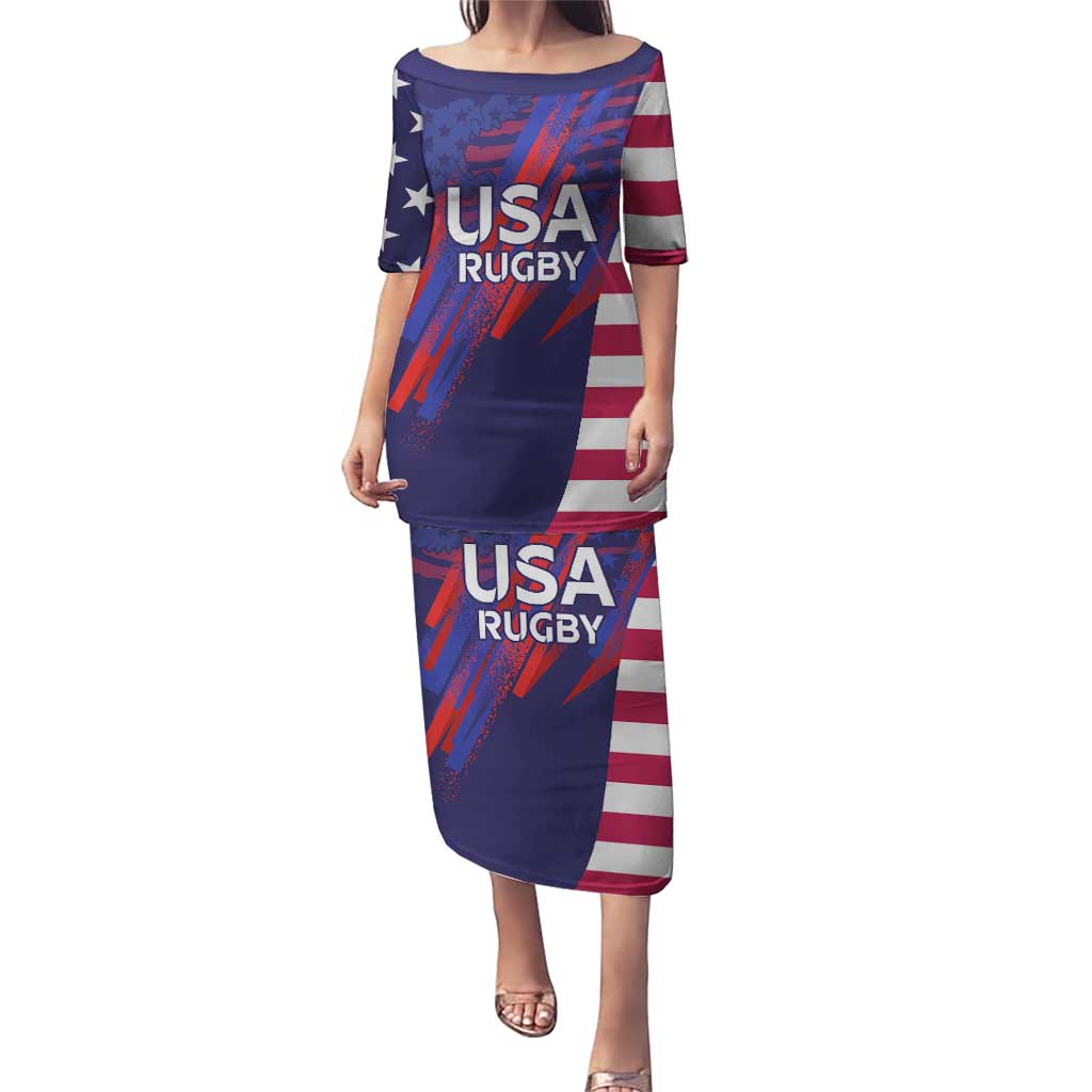 Custom United States Pacific Rugby 2024 Puletasi The Eagle and USA Flag Style - Wonder Print Shop