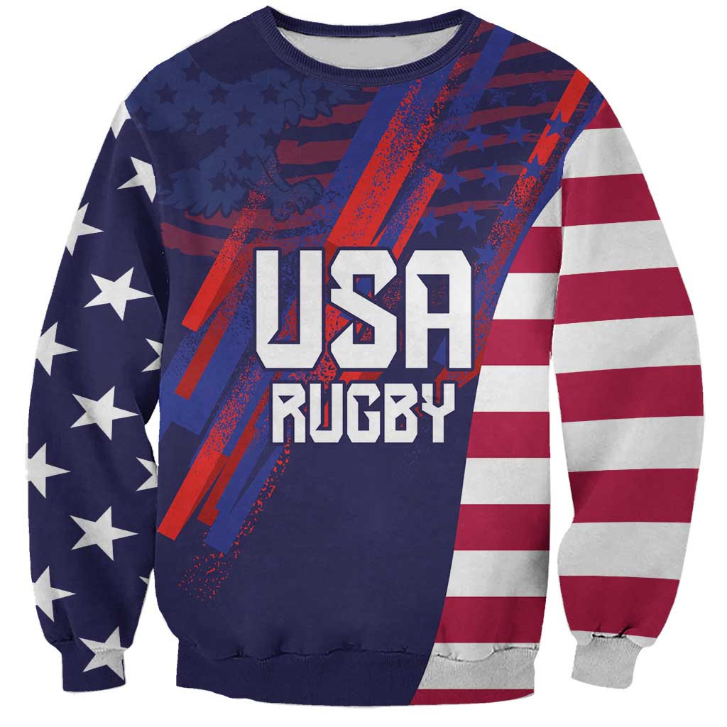 Custom United States Pacific Rugby 2024 Sweatshirt The Eagle and USA Flag Style