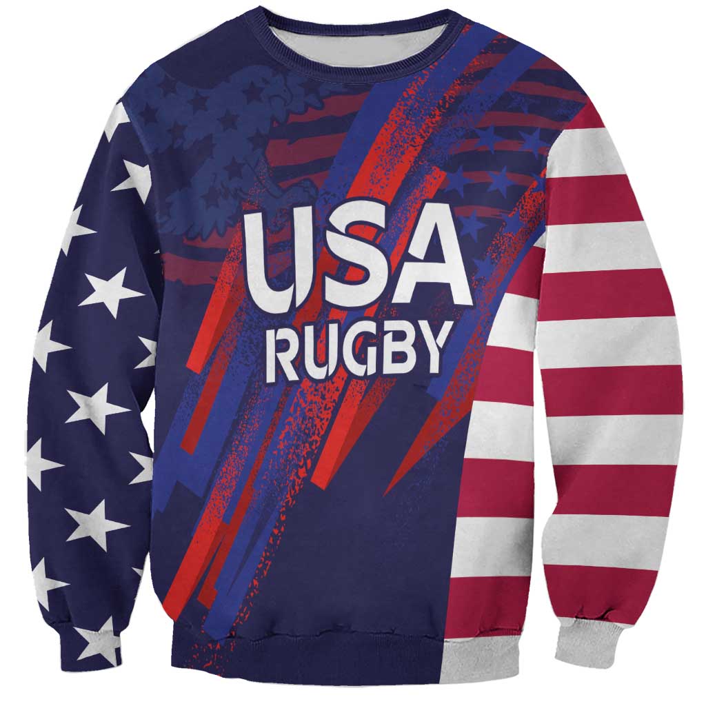 Custom United States Pacific Rugby 2024 Sweatshirt The Eagle and USA Flag Style