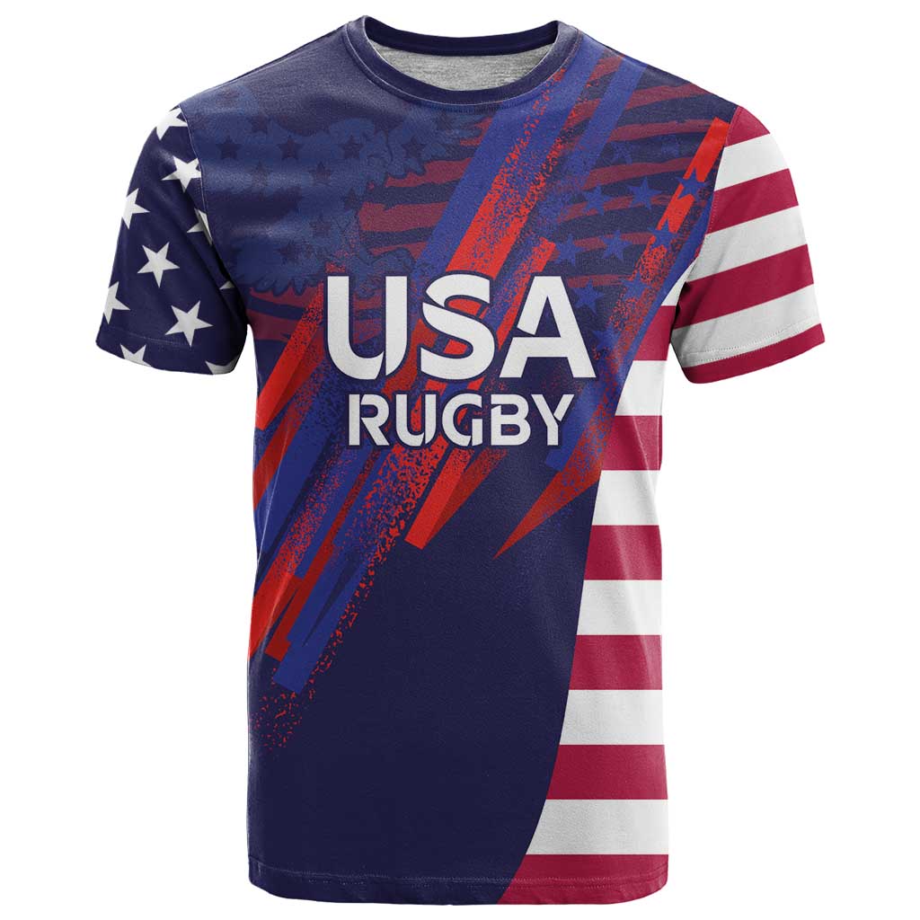 Custom United States Pacific Rugby 2024 T Shirt The Eagle and USA Flag Style