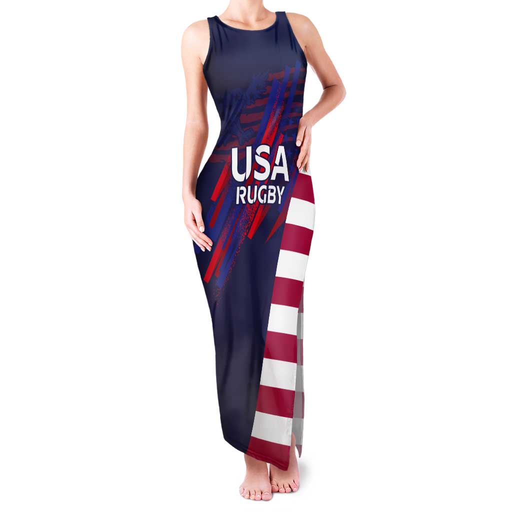 Custom United States Pacific Rugby 2024 Tank Maxi Dress The Eagle and USA Flag Style