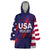 Custom United States Pacific Rugby 2024 Wearable Blanket Hoodie The Eagle and USA Flag Style