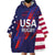 Custom United States Pacific Rugby 2024 Wearable Blanket Hoodie The Eagle and USA Flag Style