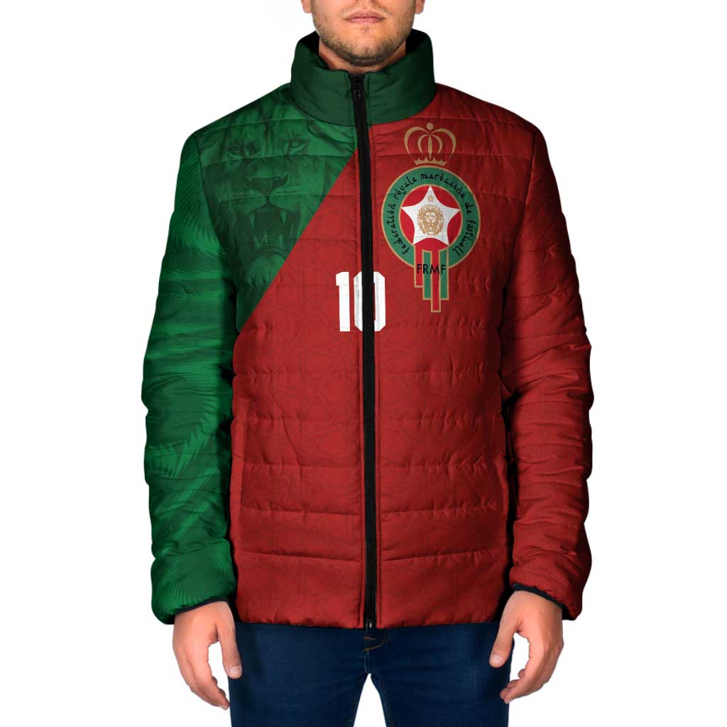 Custom Morocco National Football Padded Jacket The Atlas Lions Spirit - Wonder Print Shop