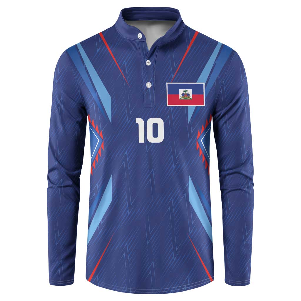 Custom Haiti National Football Button Sweatshirt Sporty Style - Wonder Print Shop