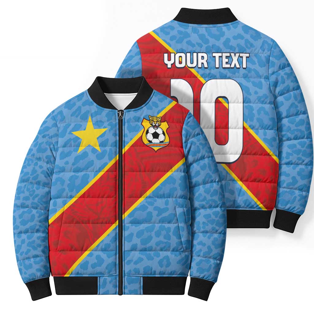 Custom DR Congo National Football Bomber Puffer Jacket Leopards Power - Wonder Print Shop
