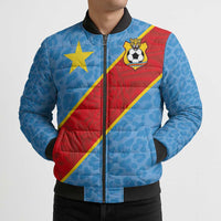 Custom DR Congo National Football Bomber Puffer Jacket Leopards Power - Wonder Print Shop