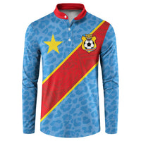 Custom DR Congo National Football Button Sweatshirt Leopards Power - Wonder Print Shop