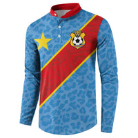 Custom DR Congo National Football Button Sweatshirt Leopards Power - Wonder Print Shop