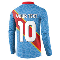 Custom DR Congo National Football Button Sweatshirt Leopards Power - Wonder Print Shop