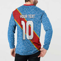 Custom DR Congo National Football Button Sweatshirt Leopards Power - Wonder Print Shop
