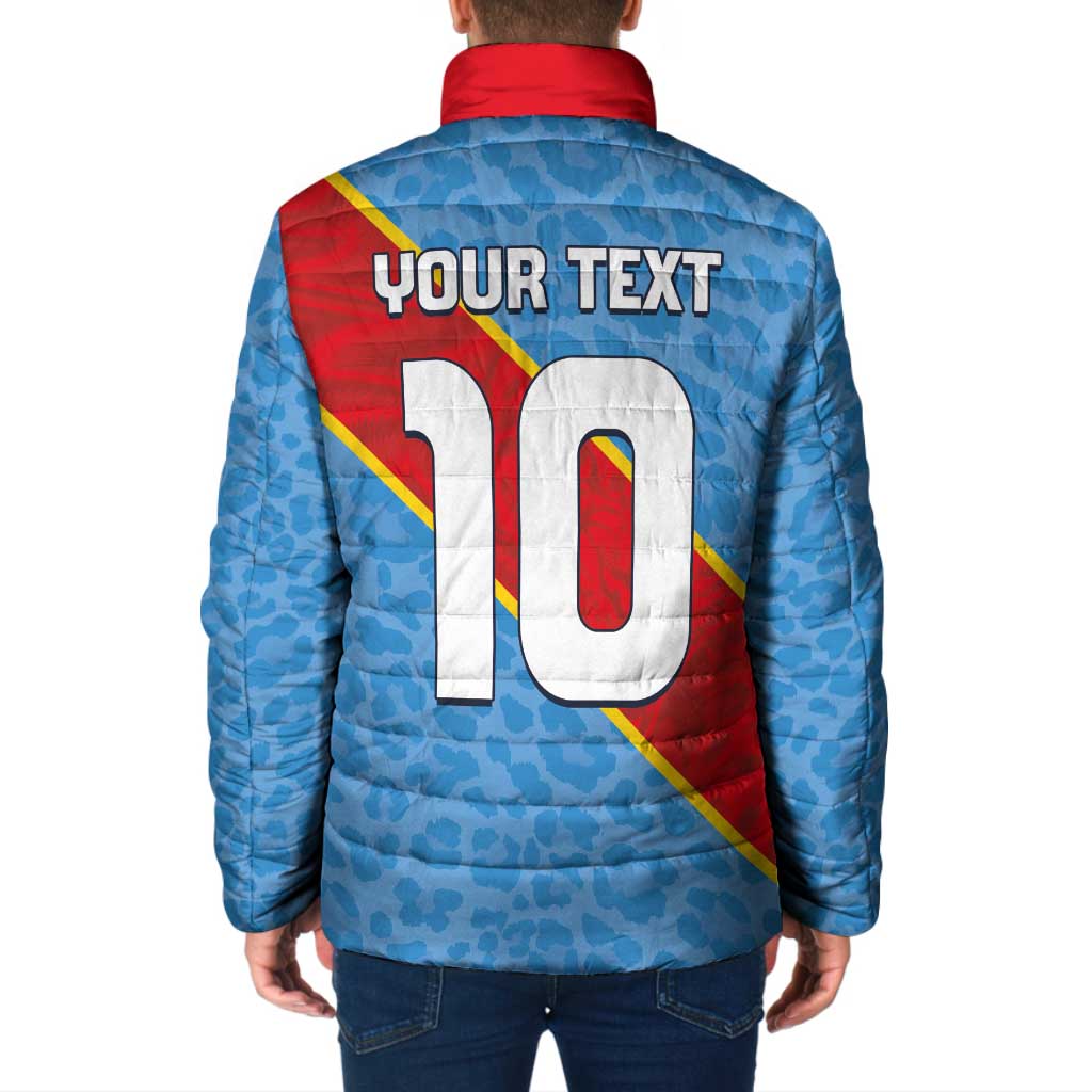 Custom DR Congo National Football Padded Jacket Leopards Power - Wonder Print Shop