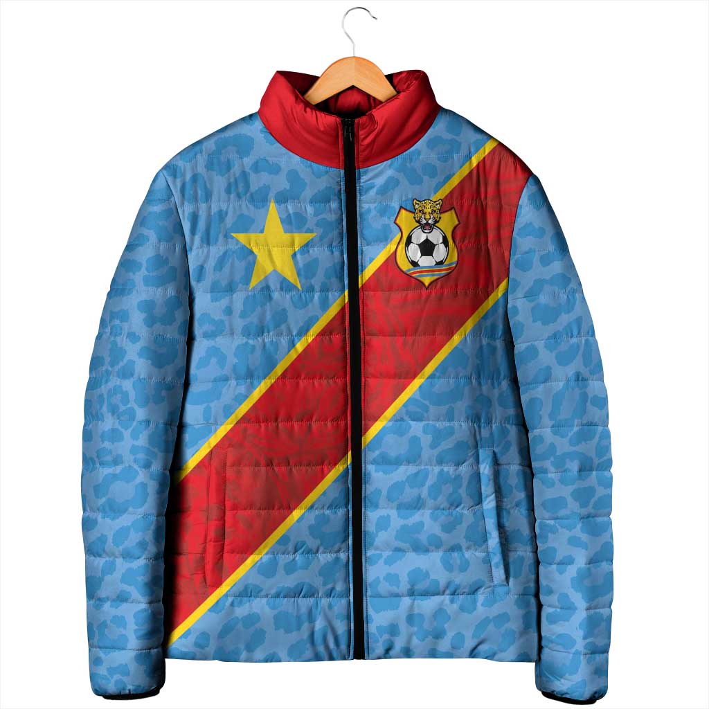 Custom DR Congo National Football Padded Jacket Leopards Power - Wonder Print Shop