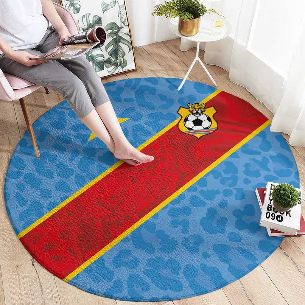 DR Congo National Football Round Carpet Leopards Power - Wonder Print Shop