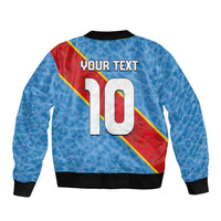 Custom DR Congo National Football Sleeve Zip Bomber Jacket Leopards Power - Wonder Print Shop