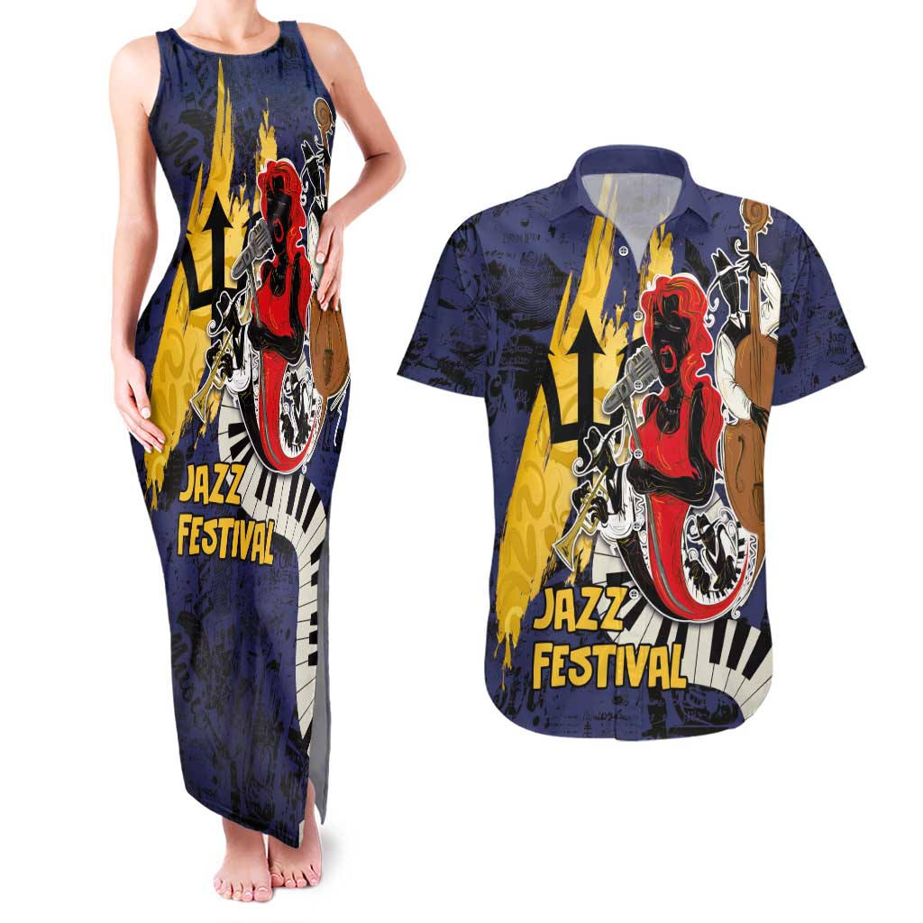 Barbados Jazz Festival - Abstract Jazz Art Couples Matching Tank Maxi Dress and Hawaiian Shirt