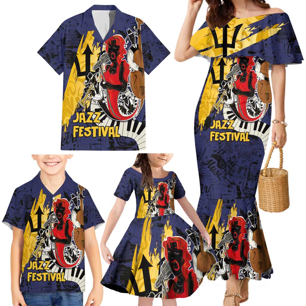 Barbados Jazz Festival - Abstract Jazz Art Family Matching Mermaid Dress and Hawaiian Shirt - Wonder Print Shop