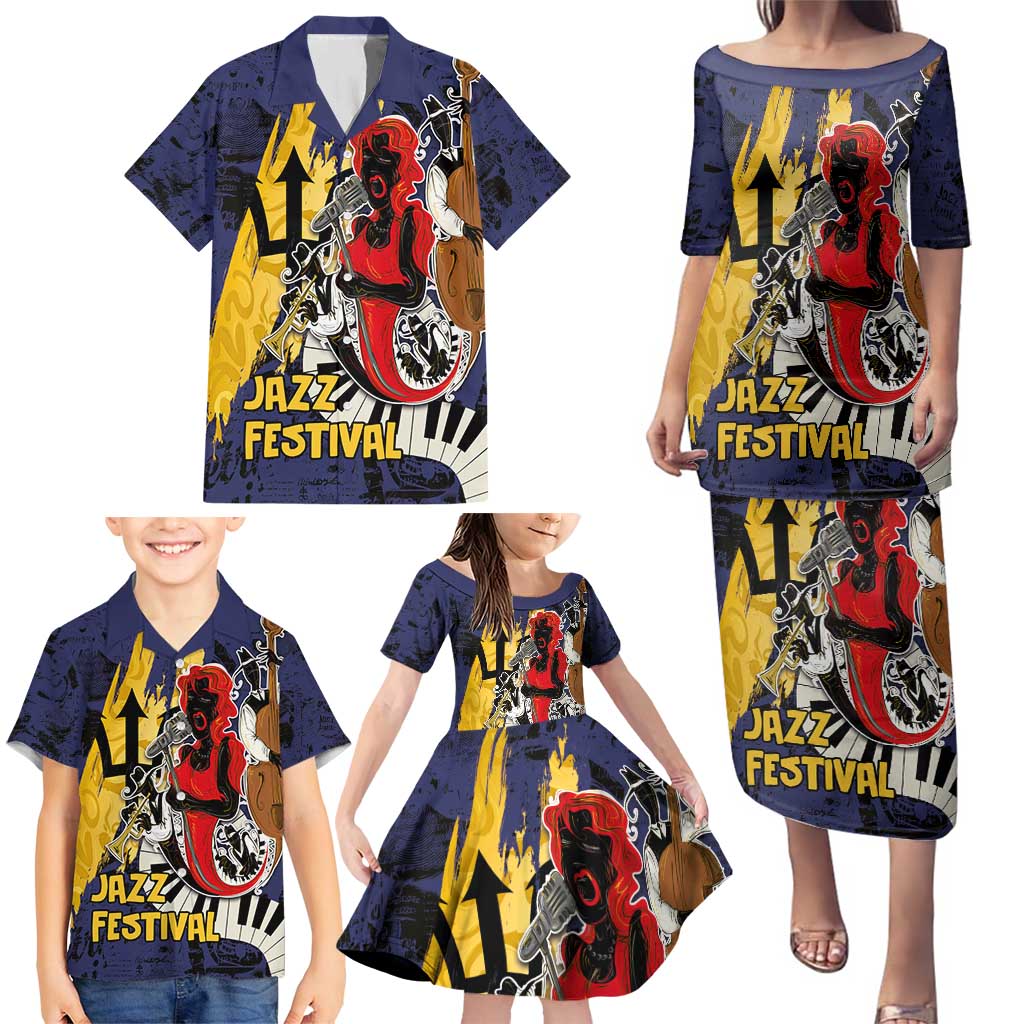 Barbados Jazz Festival - Abstract Jazz Art Family Matching Puletasi and Hawaiian Shirt