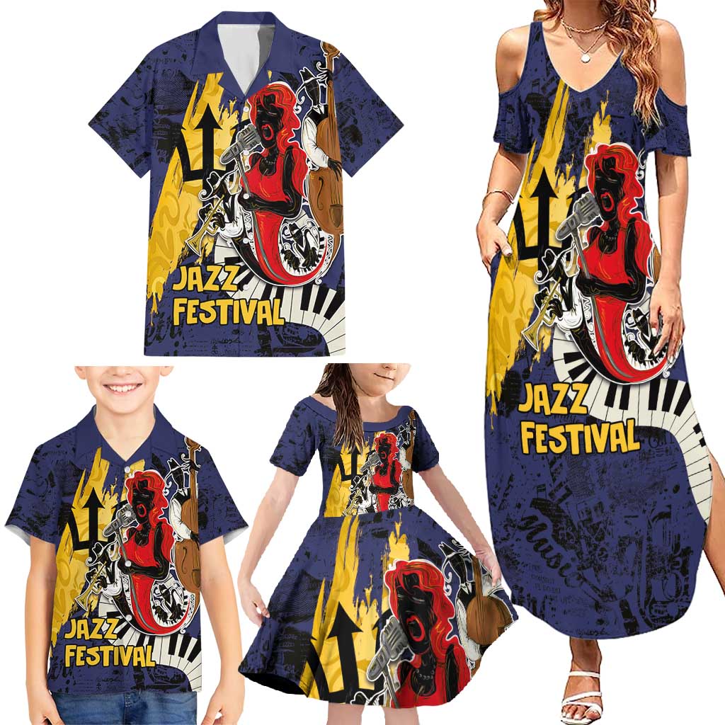 Barbados Jazz Festival - Abstract Jazz Art Family Matching Summer Maxi Dress and Hawaiian Shirt - Wonder Print Shop