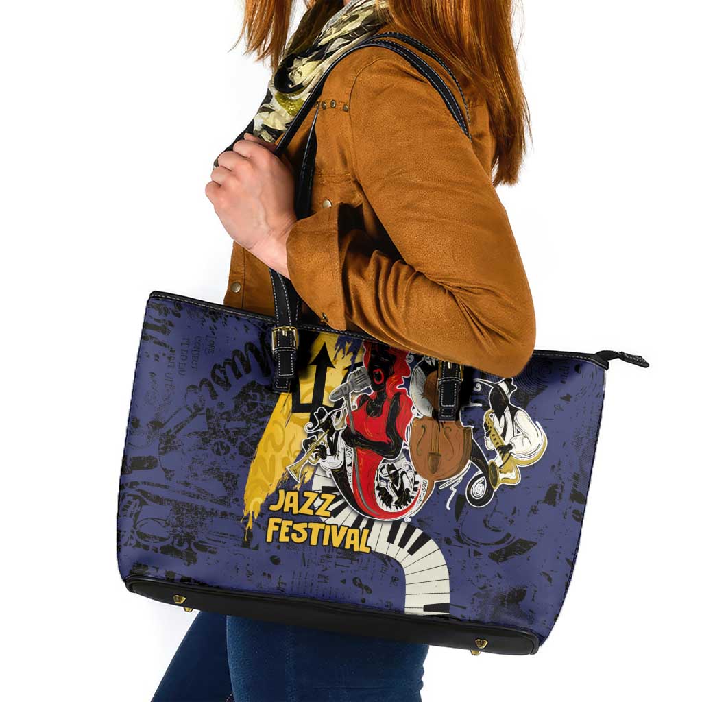 Barbados Jazz Festival - Abstract Jazz Art Leather Tote Bag