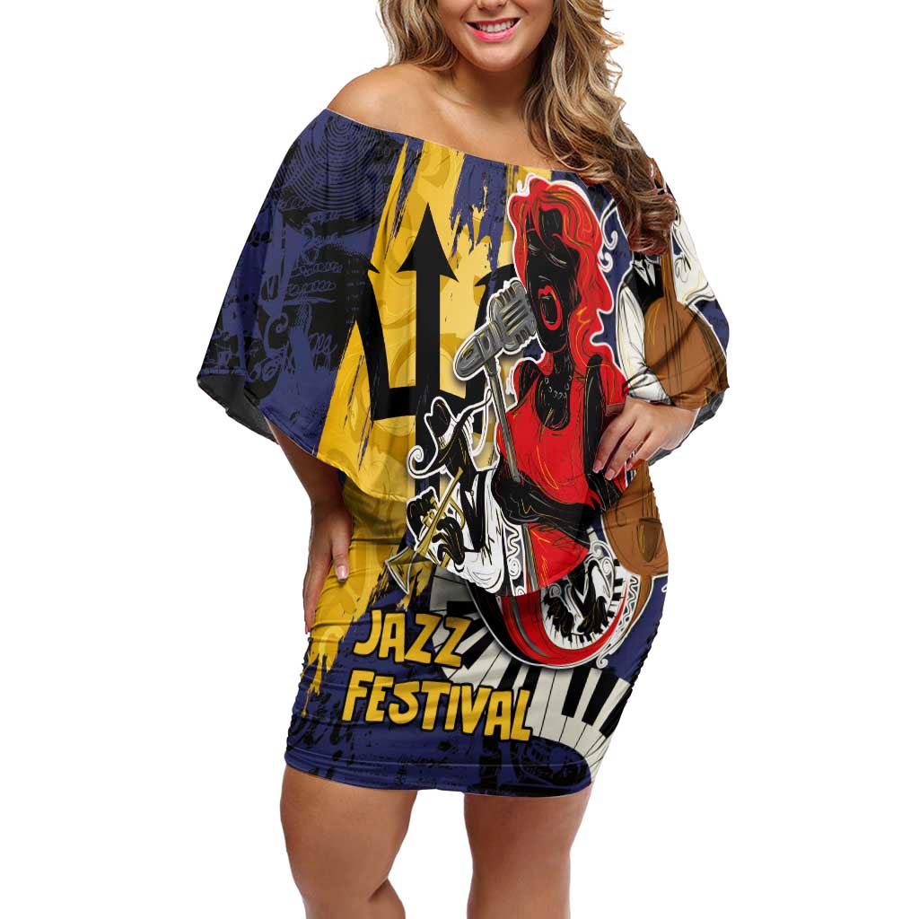 Barbados Jazz Festival - Abstract Jazz Art Off Shoulder Short Dress - Wonder Print Shop