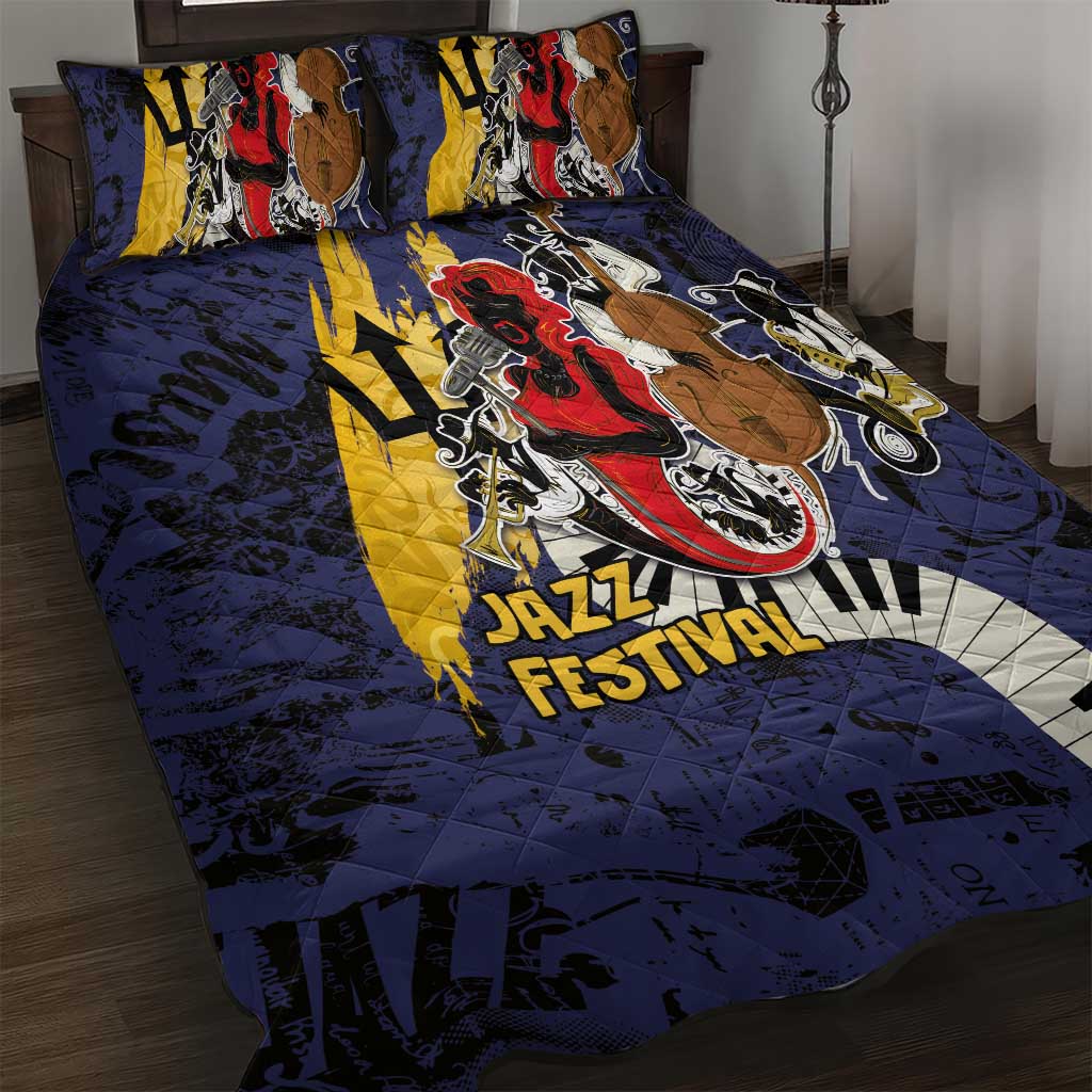 Barbados Jazz Festival - Abstract Jazz Art Quilt Bed Set - Wonder Print Shop