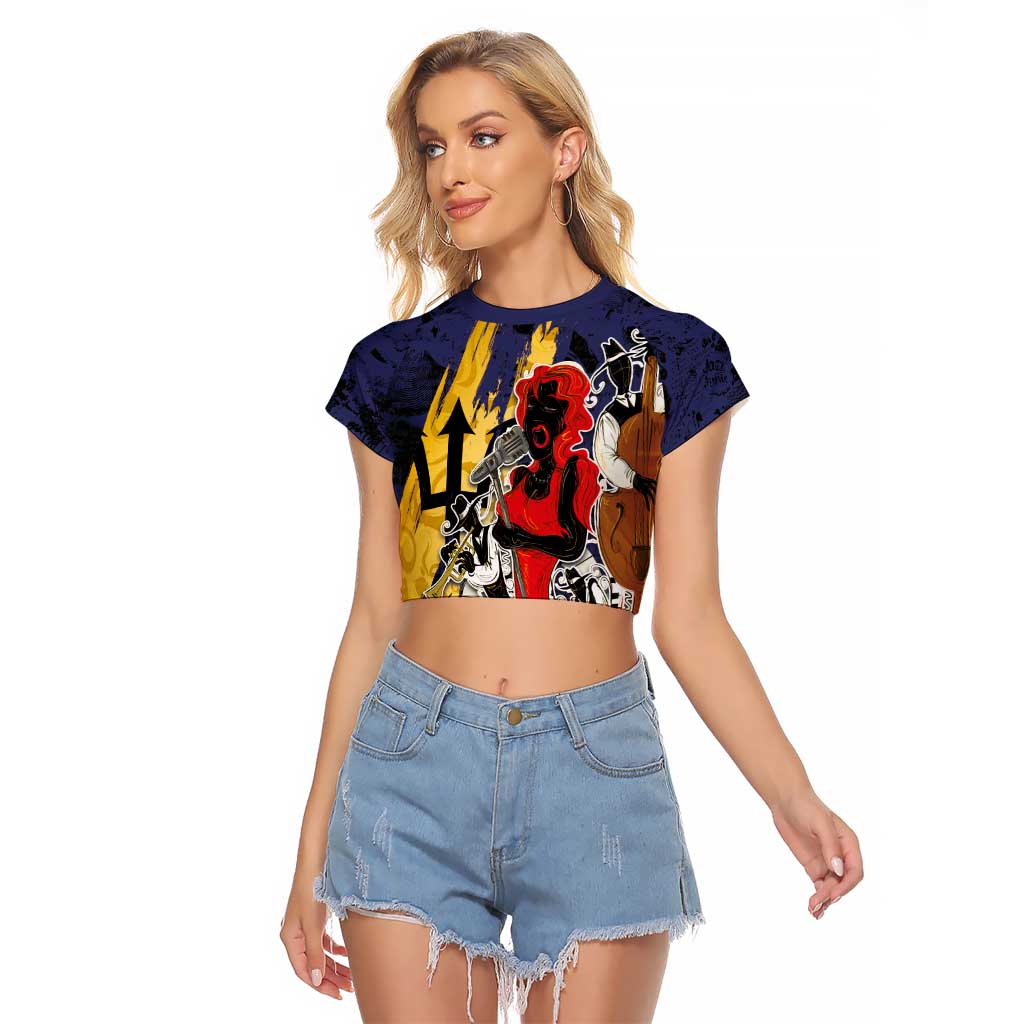 Barbados Jazz Festival - Abstract Jazz Art Raglan Cropped T Shirt - Wonder Print Shop