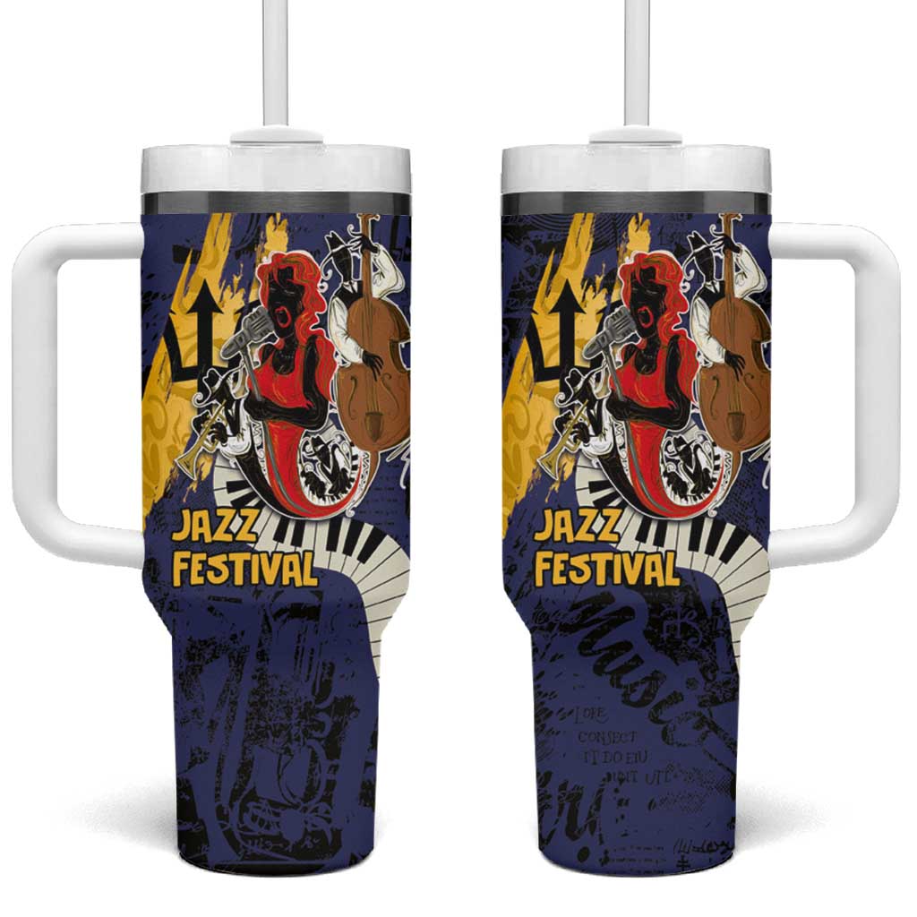 Barbados Jazz Festival - Abstract Jazz Art Tumbler With Handle - Wonder Print Shop