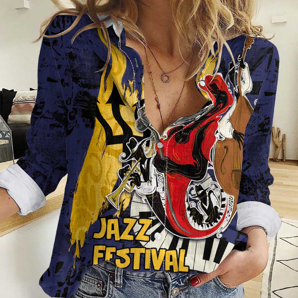 Barbados Jazz Festival - Abstract Jazz Art Women Casual Shirt