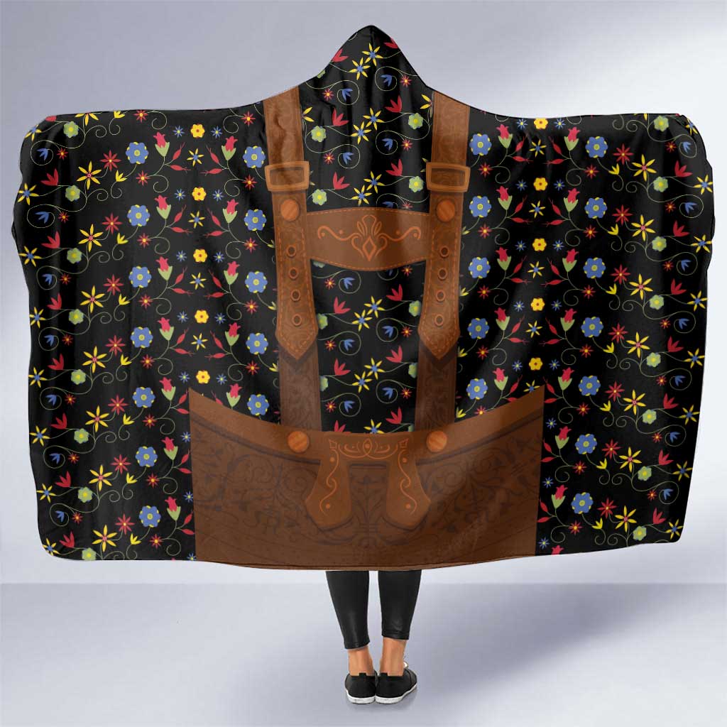 Traditional German Costume - Lederhosen Hooded Blanket Folk Floral Pattern Style - Wonder Print Shop