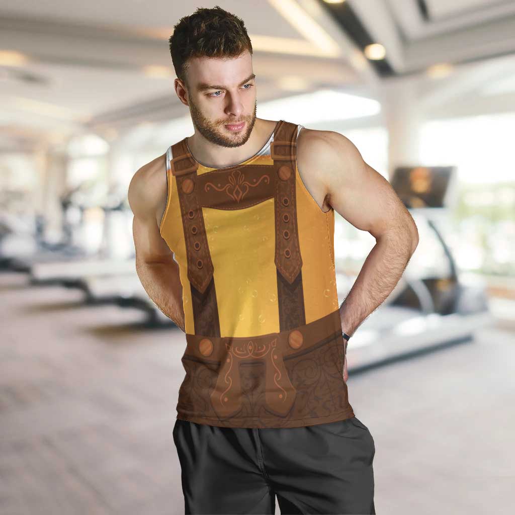 Traditional German Costume - Lederhosen Men Tank Top Oktoberfest Beer Head Funny Style