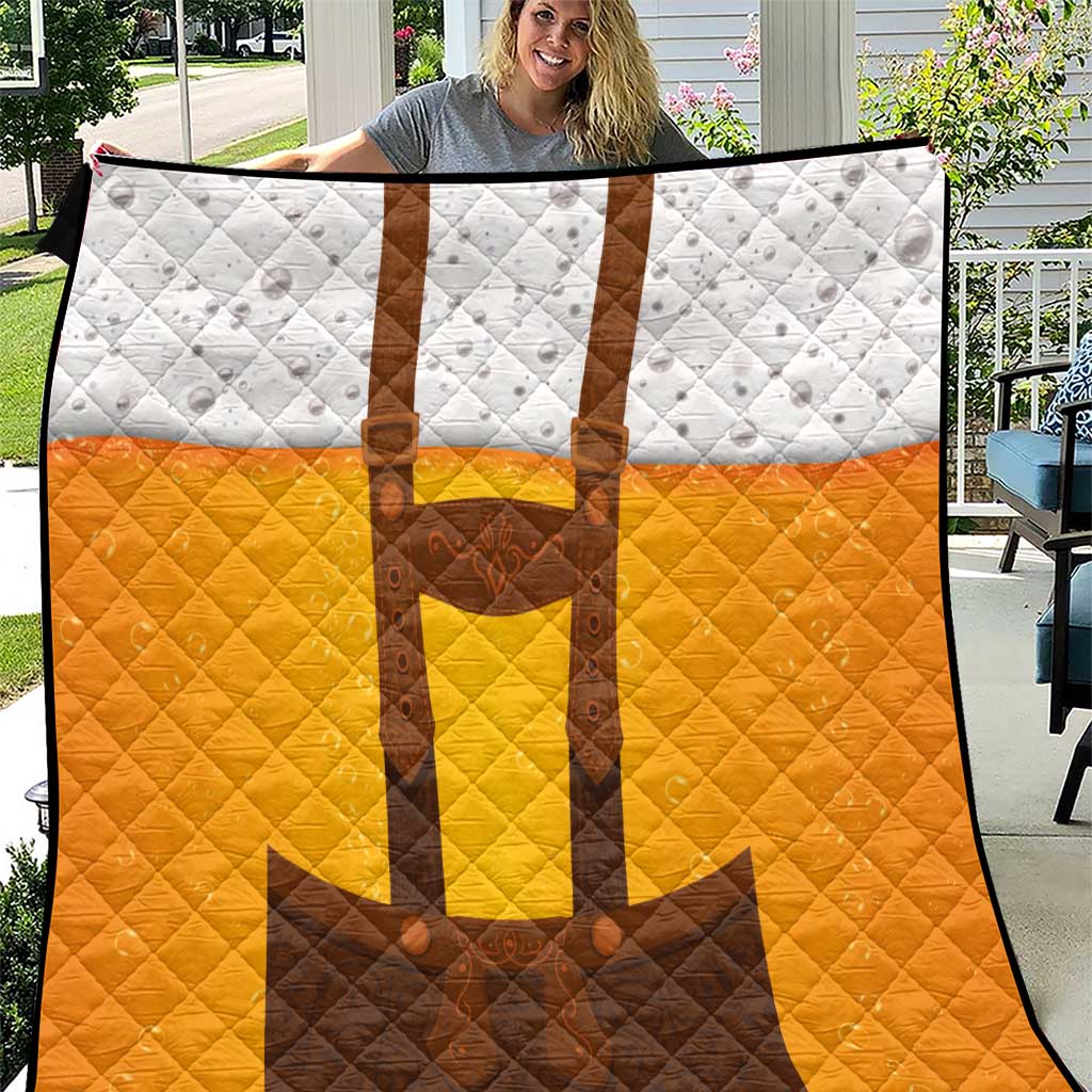 Traditional German Costume - Lederhosen Quilt Oktoberfest Beer Head Funny Style - Wonder Print Shop