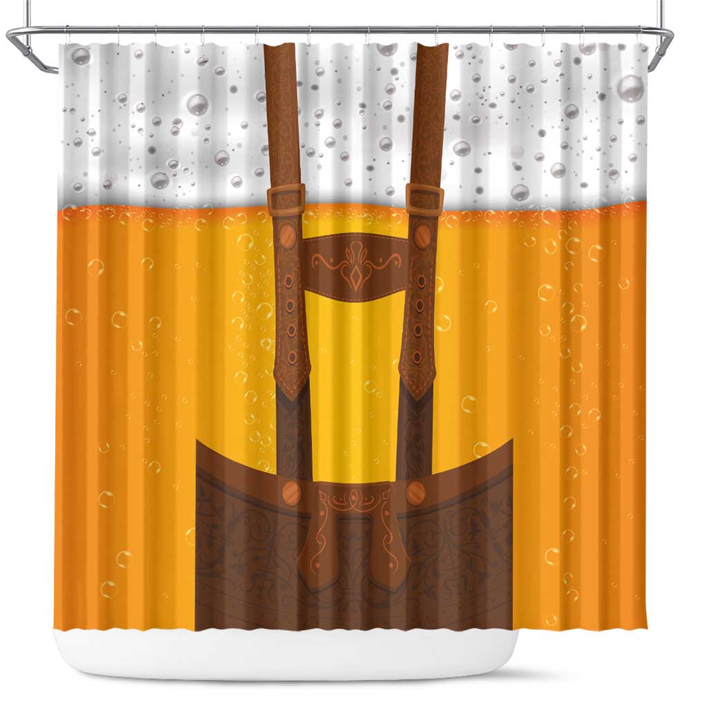 Traditional German Costume - Lederhosen Shower Curtain Oktoberfest Beer Head Funny Style - Wonder Print Shop