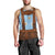 Traditional German Costume - Lederhosen Men Tank Top Blue Plaid Pattern with Edelweiss Flowers