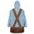 Traditional German Costume - Lederhosen Wearable Blanket Hoodie Blue Plaid Pattern with Edelweiss Flowers