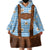 Traditional German Costume - Lederhosen Wearable Blanket Hoodie Blue Plaid Pattern with Edelweiss Flowers