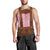 Traditional German Costume - Lederhosen Men Tank Top Red Plaid Pattern with Edelweiss Flowers