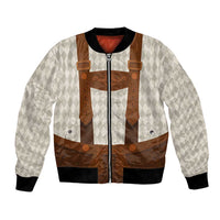 Bomber jacket with brown leather-look panels, front zipper, diamond sleeves, black ribbed trim