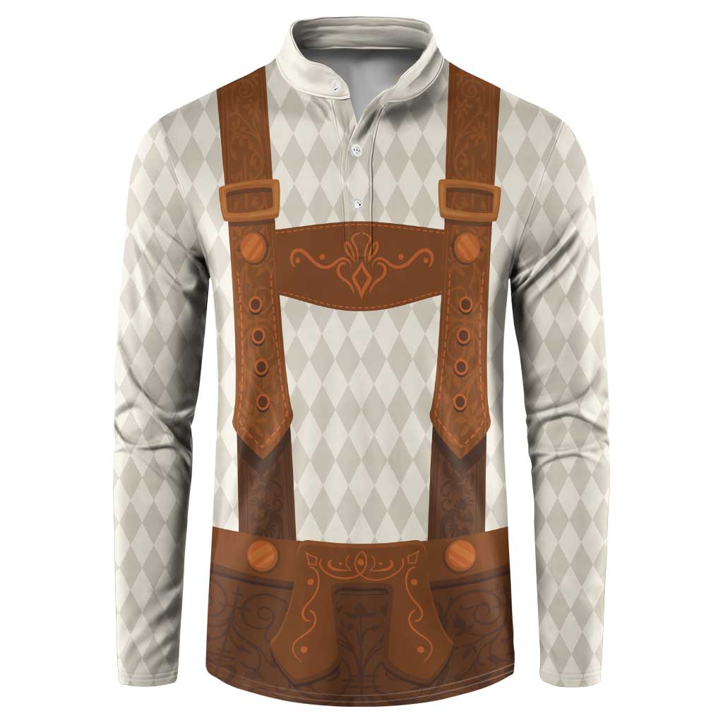 Traditional German costume sweatshirt with argyle sleeves and brown lederhosen front print