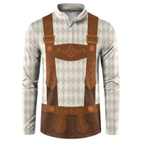 Traditional German costume sweatshirt with argyle sleeves and brown lederhosen front print