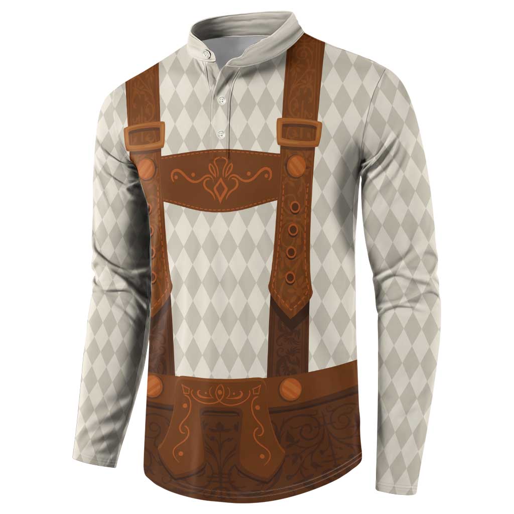 Traditional German costume sweatshirt with half-front brown apron graphic and argyle sleeves