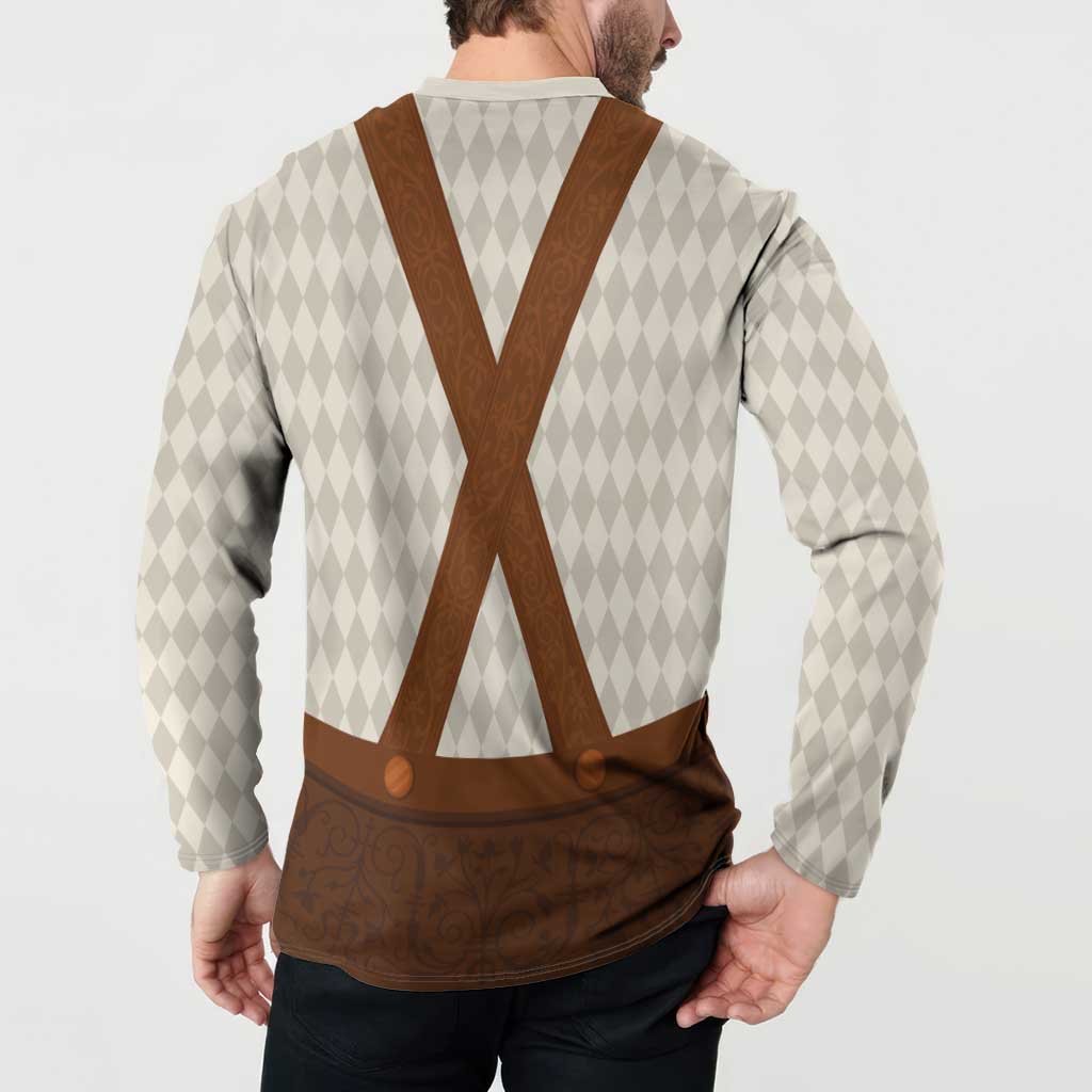 Traditional German costume sweatshirt back with argyle diamonds and brown X-back print
