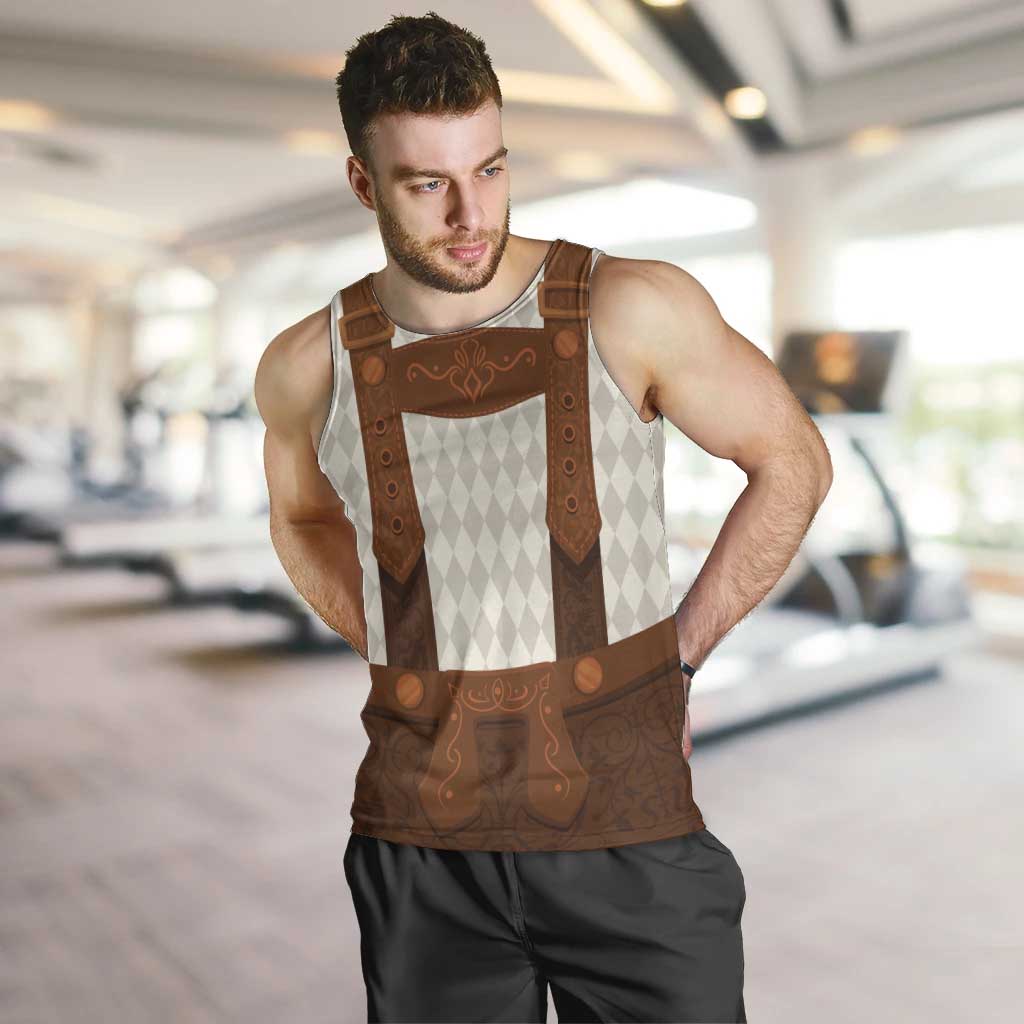 Traditional German Costume - Lederhosen Men Tank Top Old Vintage Bavarian Pattern