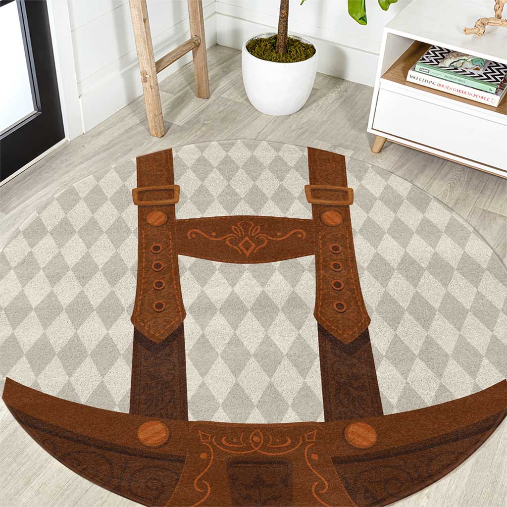 Traditional German Costume - Lederhosen Round Carpet Old Vintage Bavarian Pattern - Wonder Print Shop